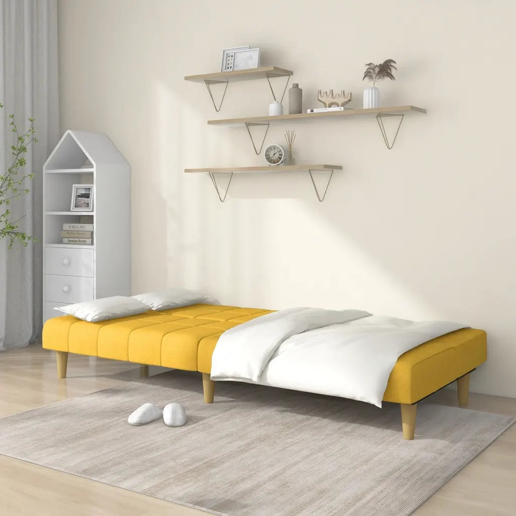 Divano letto | Sof¨¤ letto | Letto singolo a 2 Posti Giallo in Tessuto