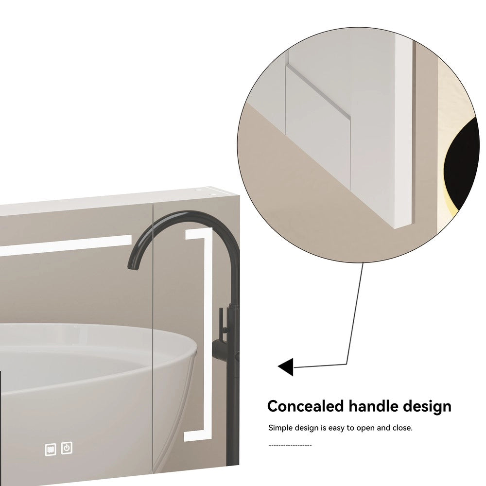 Armadietto Specchio con LED ¨C Xylo ¨C Bagno, Bianco, 90 cm