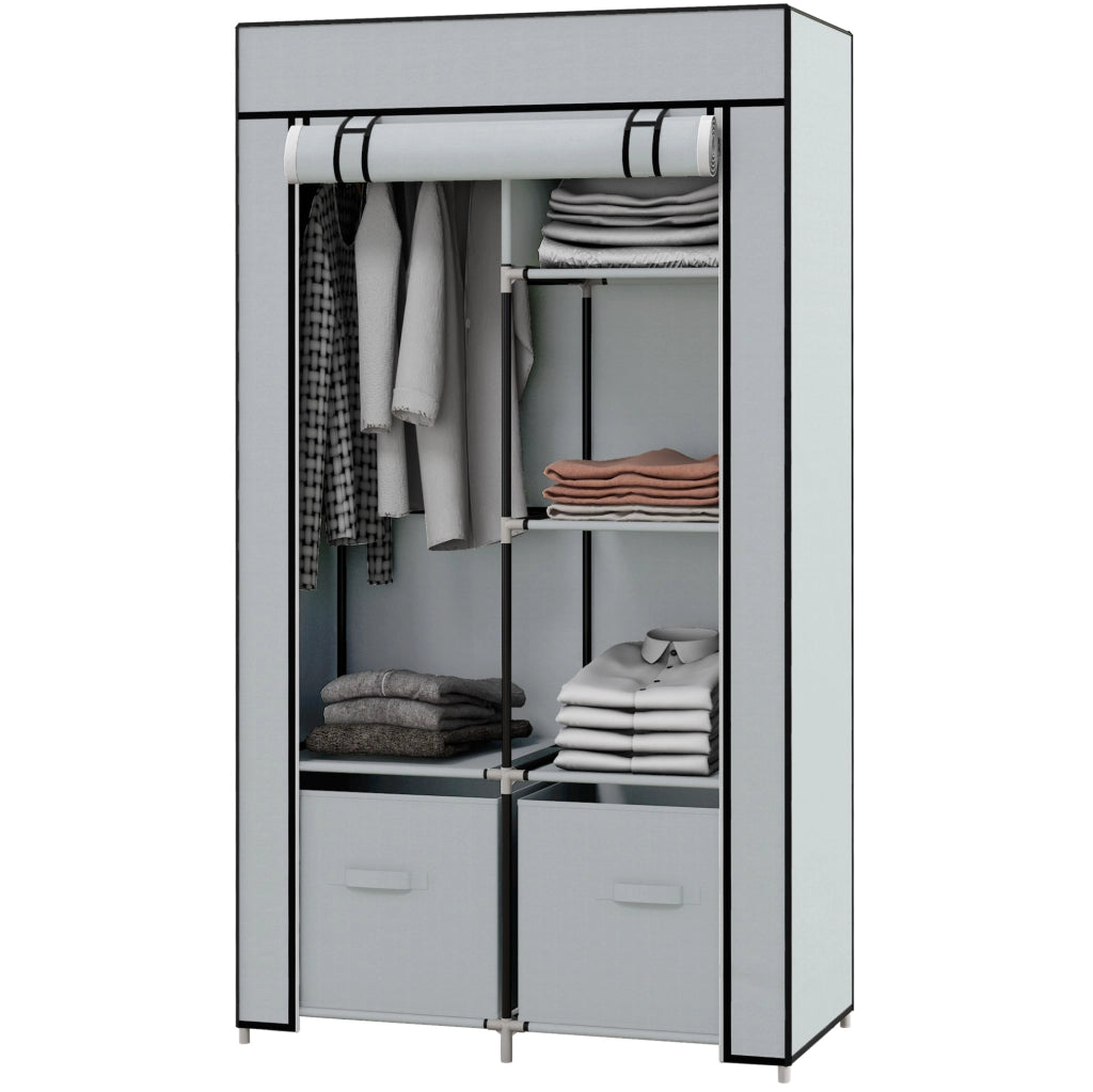 Armadio guardaroba in tessuto 83 x 42,5 x 162,5 cm grigio chiaro, 5 scomparti