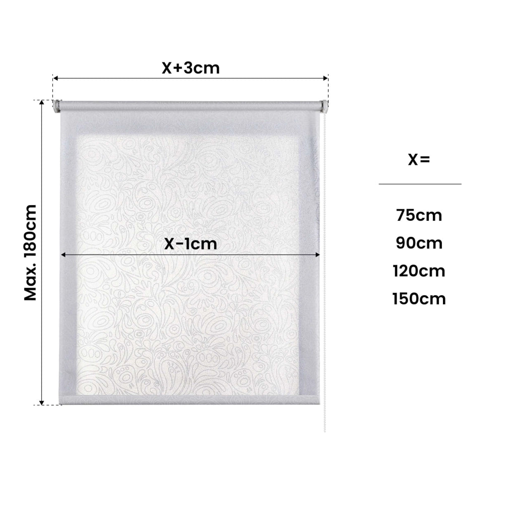 Tenda a rullo filtrante fantasia Bianco Cachemire 90x180 cm