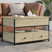 Tavolino Salotto-Tavolino da soggiorno-Tavolo Rovere Sonoma 85x50x50 cm Multistrato Metallo