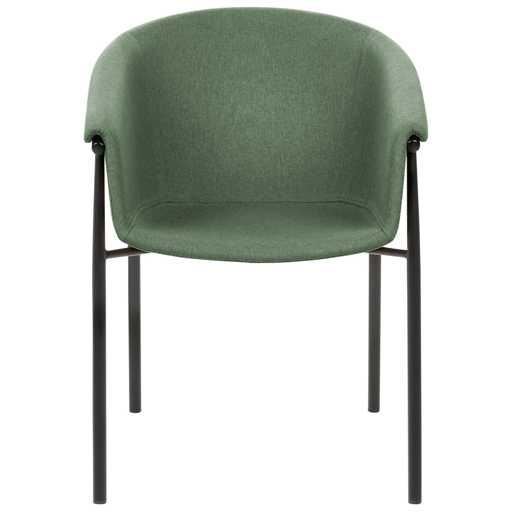 Set di 2 sedie da pranzo con imbottitura in tessuto verde Seduta da pranzo dal design moderno e contemporaneo