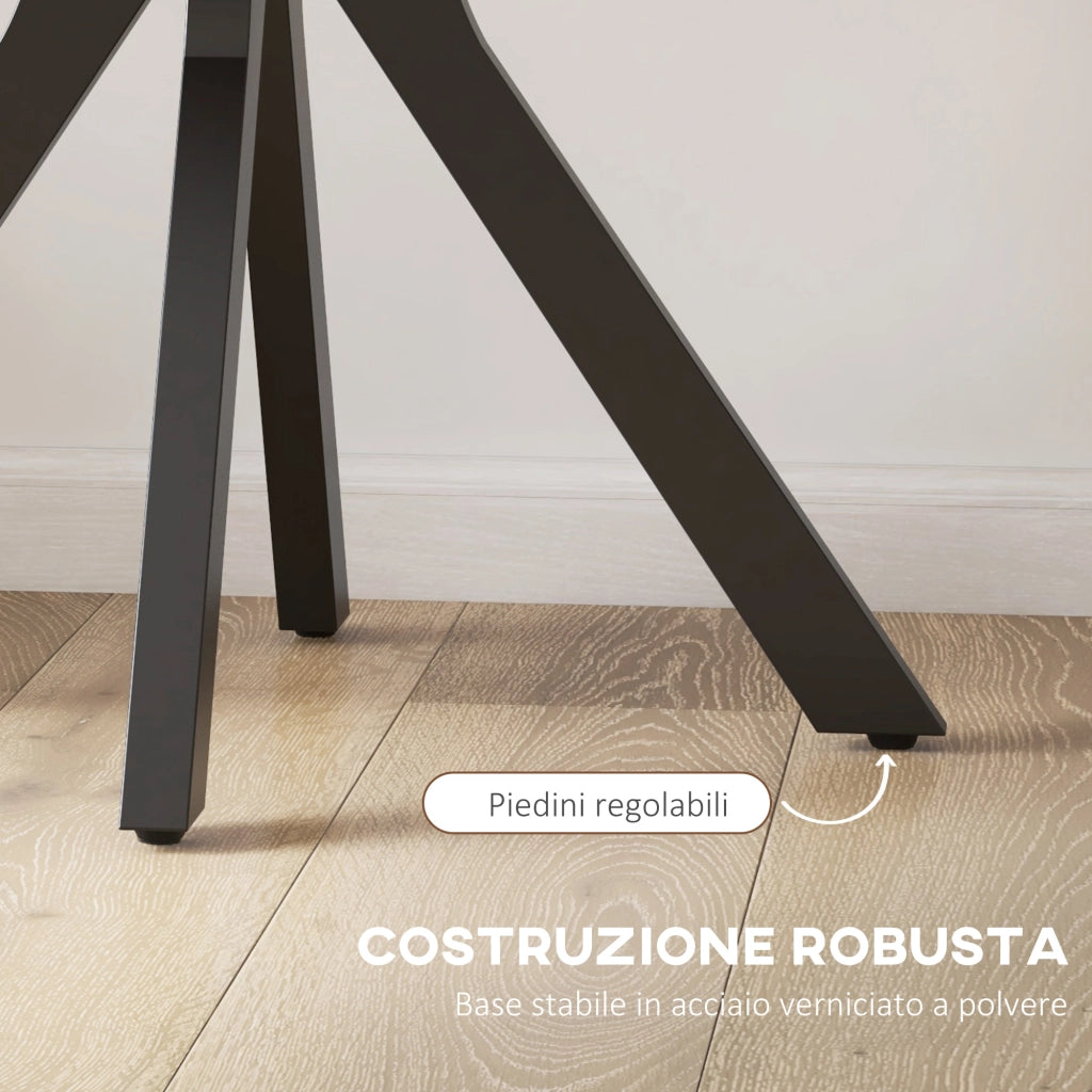 Tavolo da Pranzo Moderno Rotondo per 4 Persone in Acciaio e MDF, ?100x75cm, Nero
