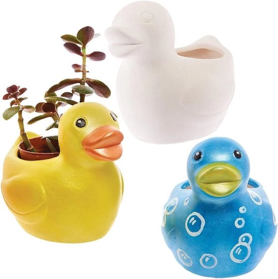 Vasi di ceramica per fiori - dipinti a mano - 2 pezzi