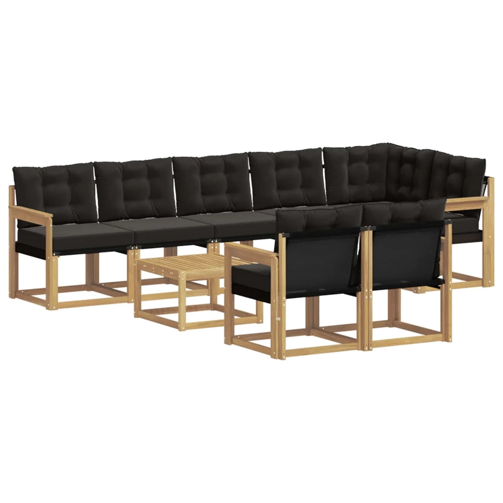 Set di divani da esterno con cuscino 9 pcs Bianco e Nero 3389614