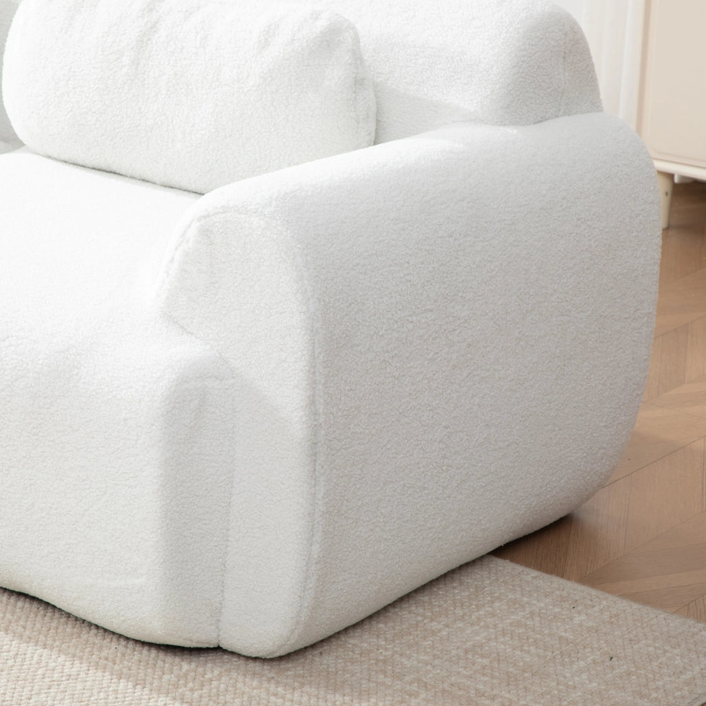 Divano 271x177x71 cm senza montaggio in chenille avorio