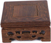 Base di Esposizione in Legno Retro e Nostalgica Stile Quadrato Minimo - Piedino per Tazza Bonsai - (lunghezza 8 cm, larghezza 8 cm, altezza 37 cm)