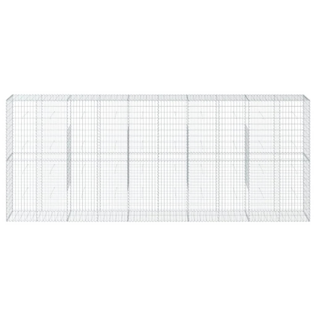Gabbione recinto a gabbia muro di contenimento con coperchio 500 x 50 x 200 cm ferro zincato argento 02_0040175