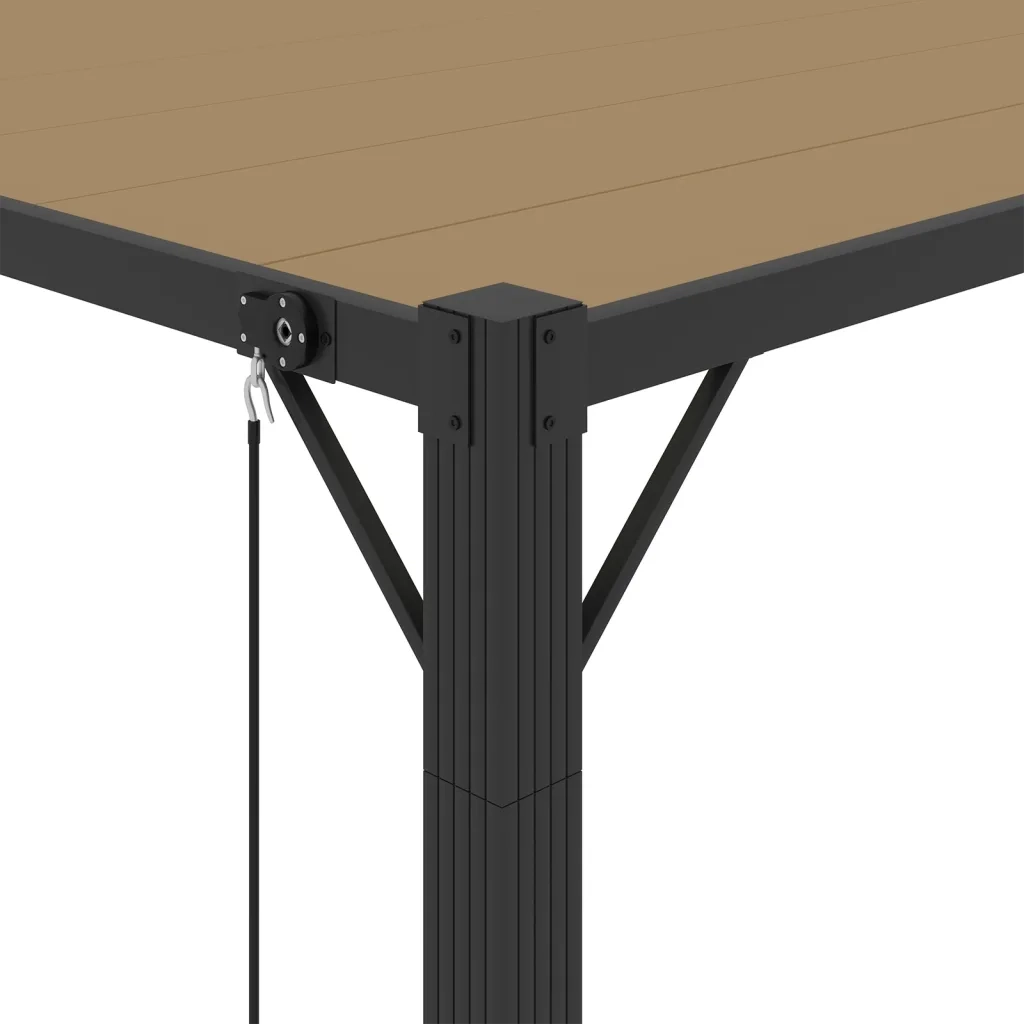 Gazebo con Tetto a Lamelle 3x4 m in Tessuto Tortora e Alluminio