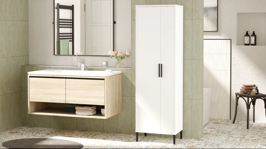 Armadio multifunzionale in legno "Jienna" - 50 x 36 x 165 cm - Bianco