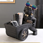 Statua Bulldog Francese - Decorazione con Ripostiglio - Resina - Grigio