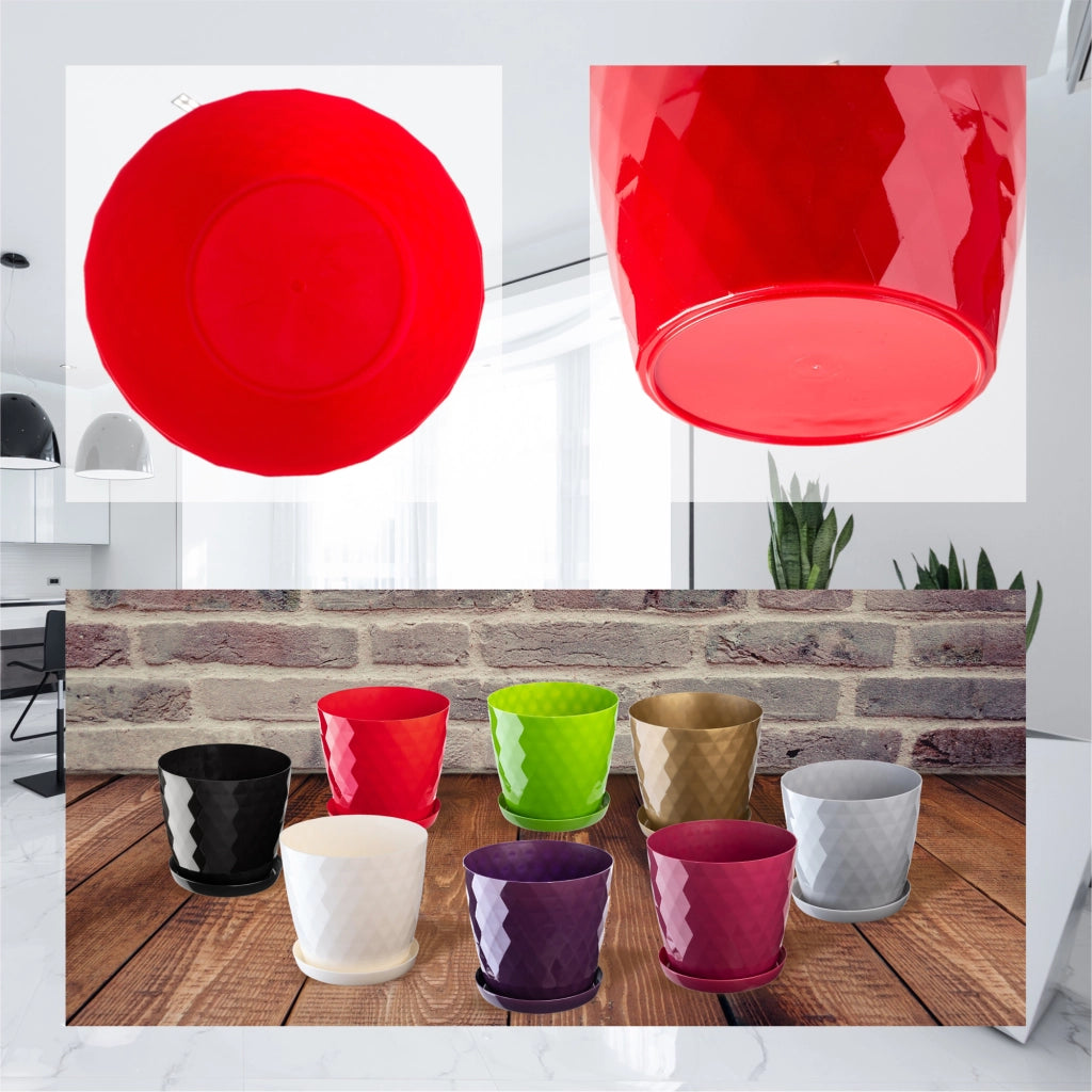 Vaso da fiori in plastica KADAX con supporto e coprivaso, 30 cm, rosso.