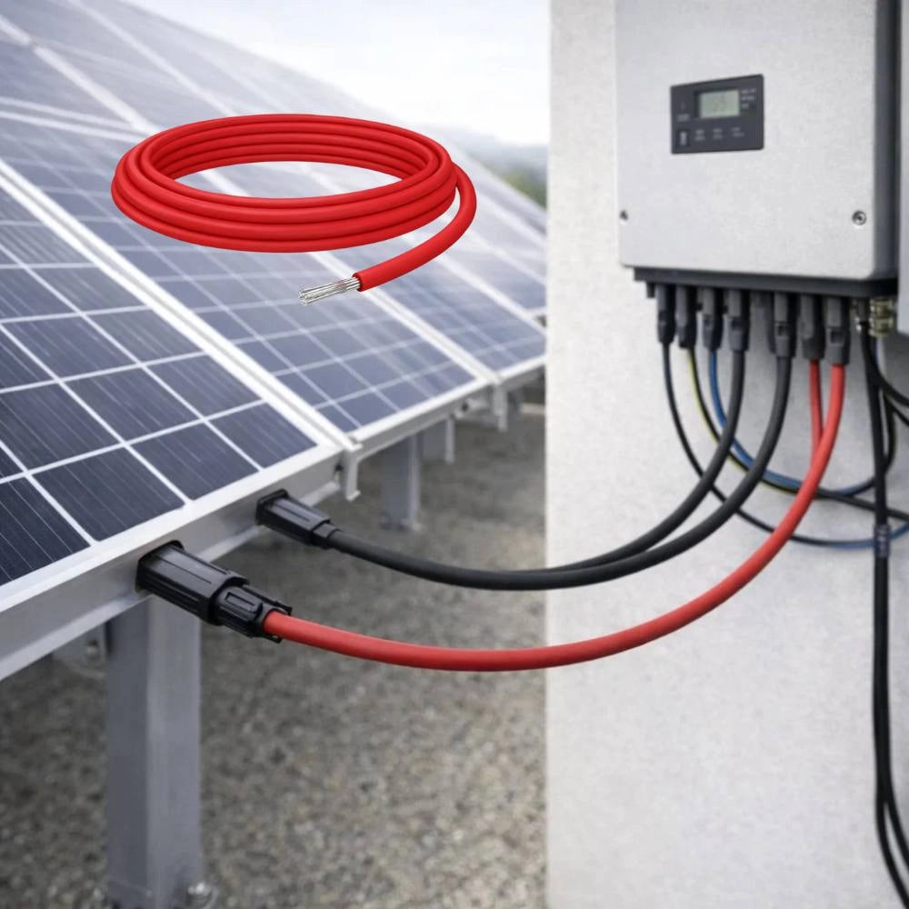 Cavo solare unipolare rosso flessibile 6 mm² per impianti fotovoltaici *** lunghezza metri 10, confezione 1