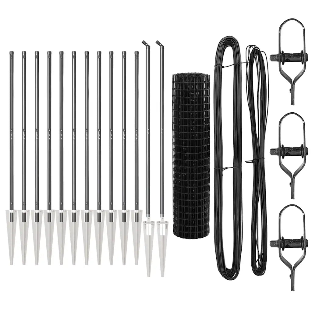 Recinzione da Giardino | Recinzione con Posto Grigio 1,2 x 25 m Acciaio e PVC