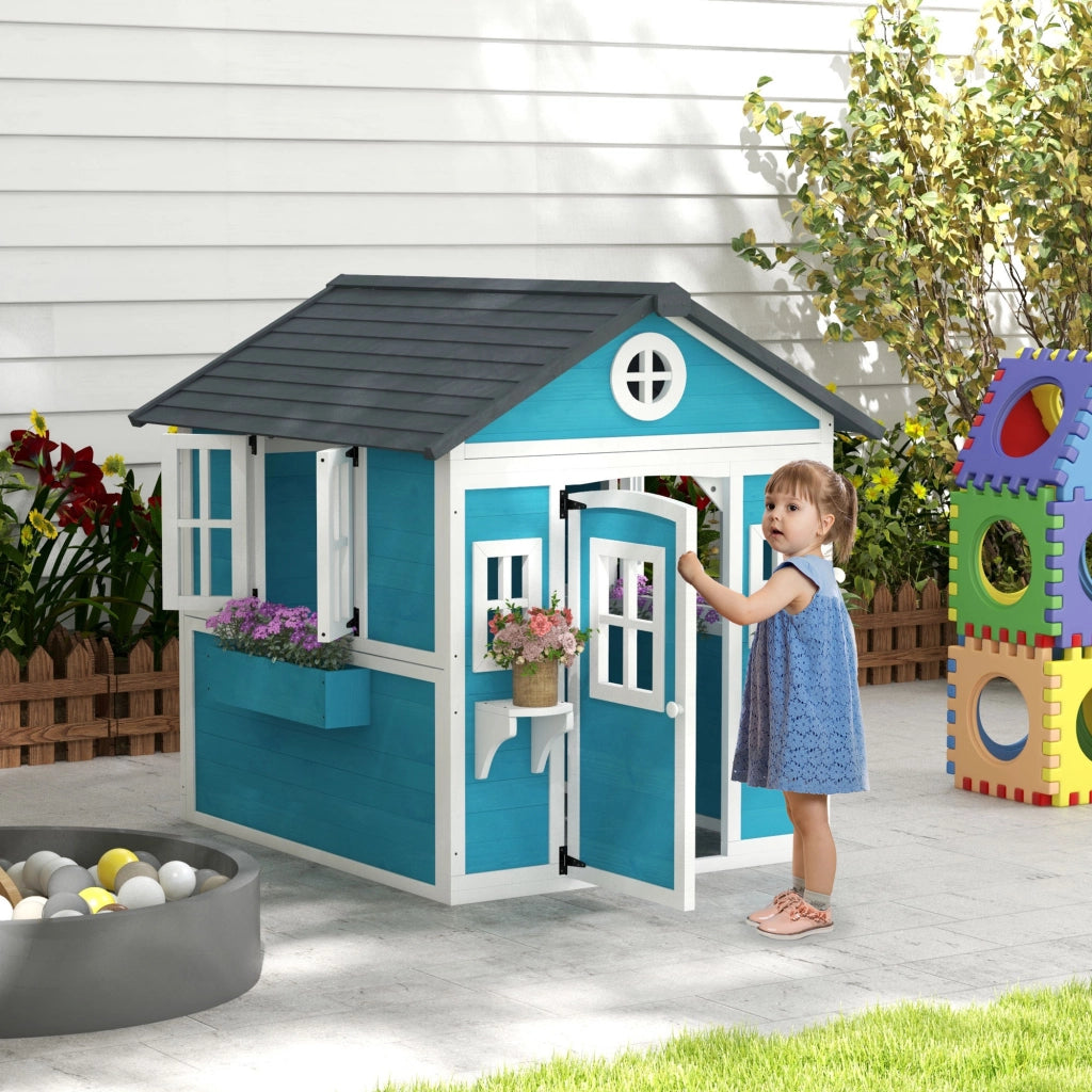 Casetta bambini esterno ¨C zephmum ¨C blu 114x126,4x135 cm