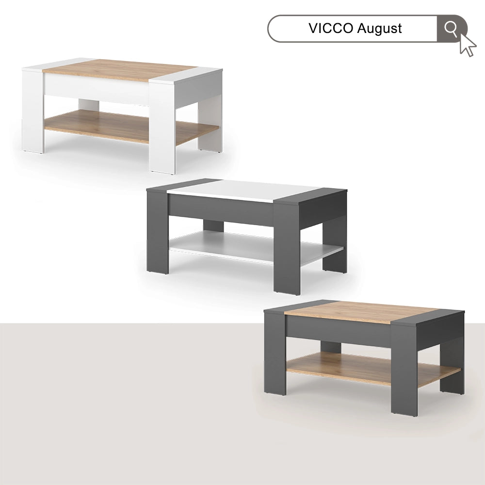 Vicco Tavolino Quercia dorata/antracite 99.6 x 58.8 cm con cassetto