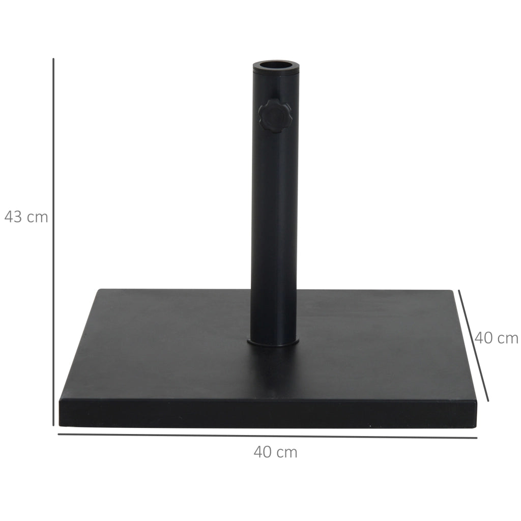 Base per Ombrellone 13kg in Cemento con Finitura Lucida, 40x40x43cm, Nero