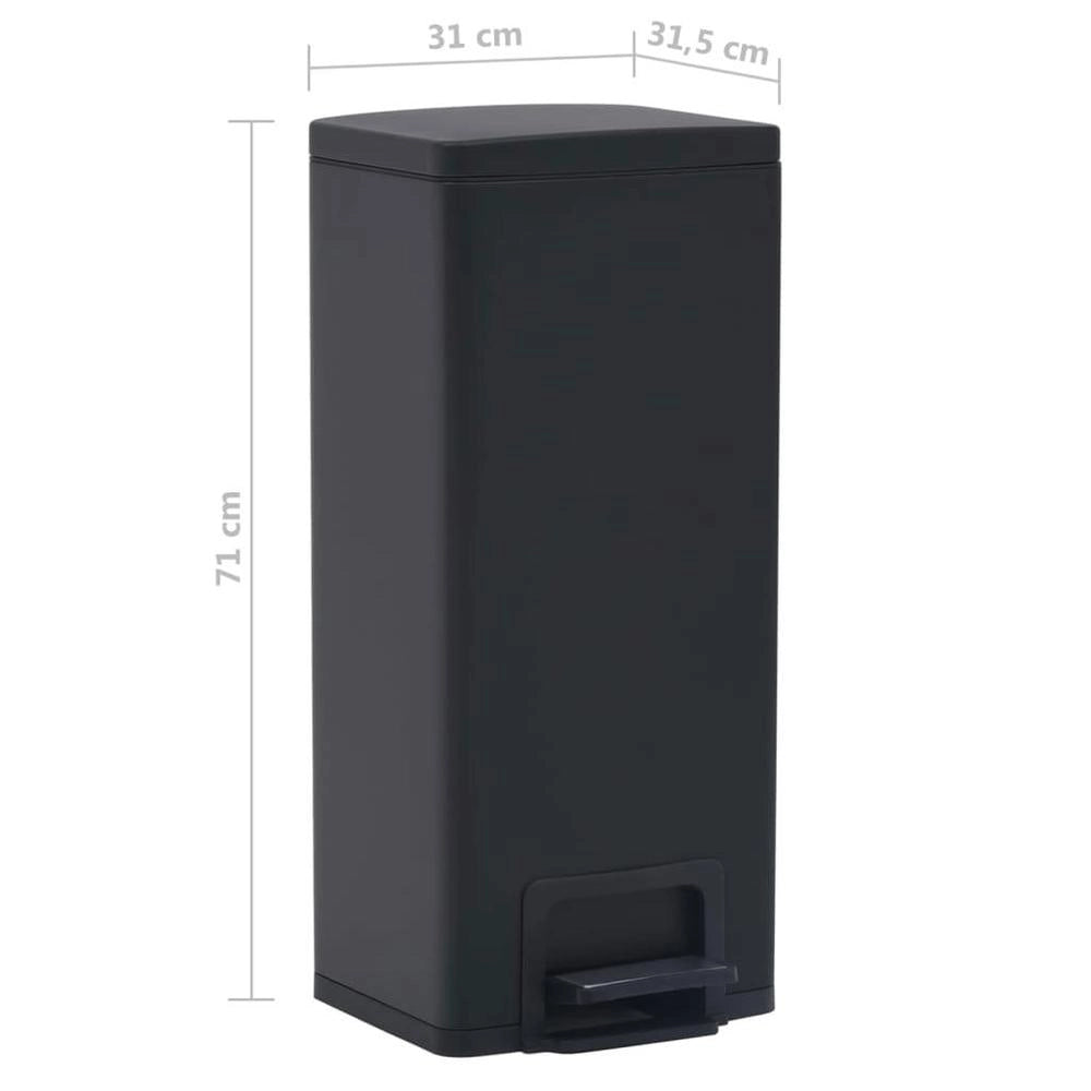 Trash Can With Pedal Anti-fingerprint 30 L Black Stainless Steel