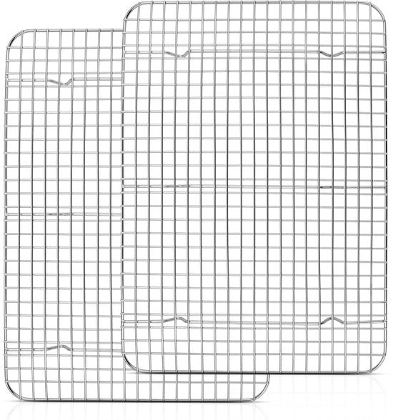 Bakrek RVS, 2 pezzi, Dimensioni 39 x 28,7 x 2 cm, Forma rettangolare per cuocere e raffreddare, Resistente a lavastoviglie