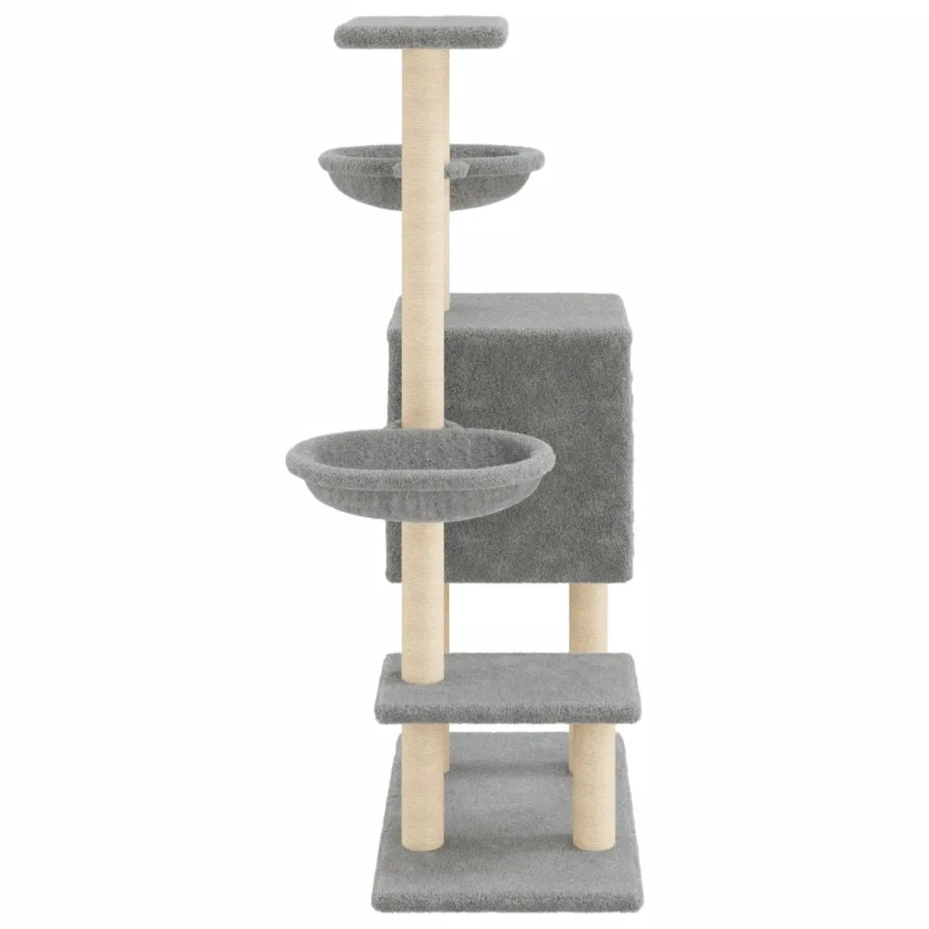 Albero per Gatti con Tiragraffi in Sisal Grigio Chiaro 117 cm 172119