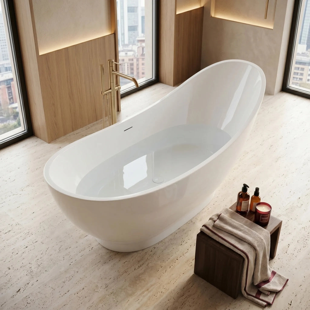 Vasca Da Bagno Freestanding Rea Sorento 180 Copritappo bianco