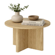 Kasi, Tavolino da Salotto Forma Rotondo, 90x90x49h cm Marrone Rovere