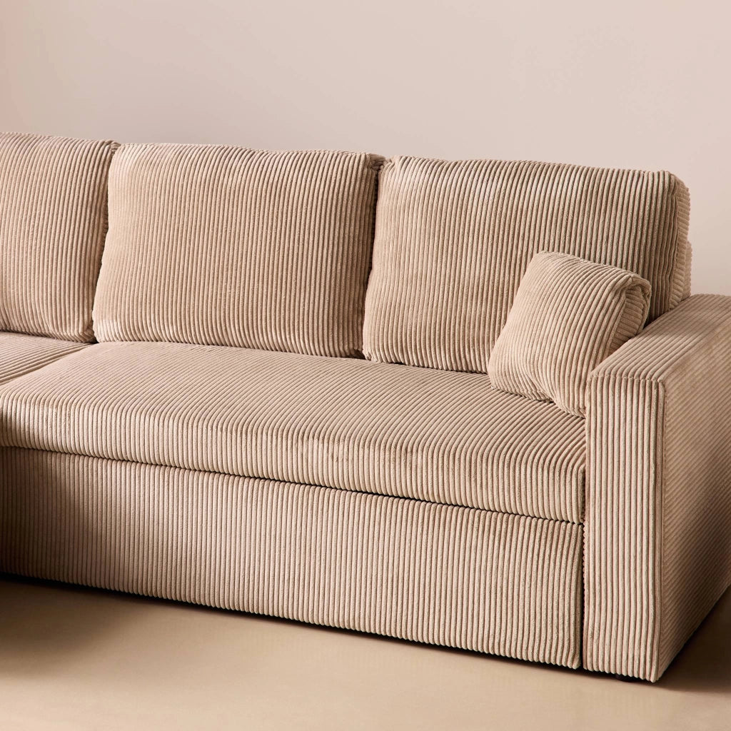 Divano letto angolare reversibile, 3 posti, beige grigio