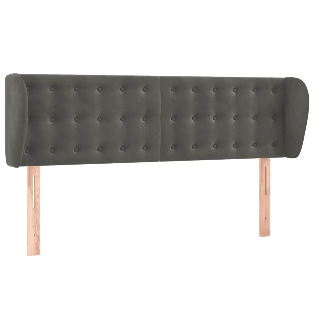 Testiera | Testata ad Orecchio Grigio Scuro 147x23x78/88 cm in Velluto