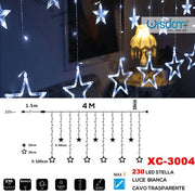 Trade Shop - Tenda Luminosa Natalizia 230 Led Con Stelle Luce Bianca Cavo Trasparente Xc-3004 -
