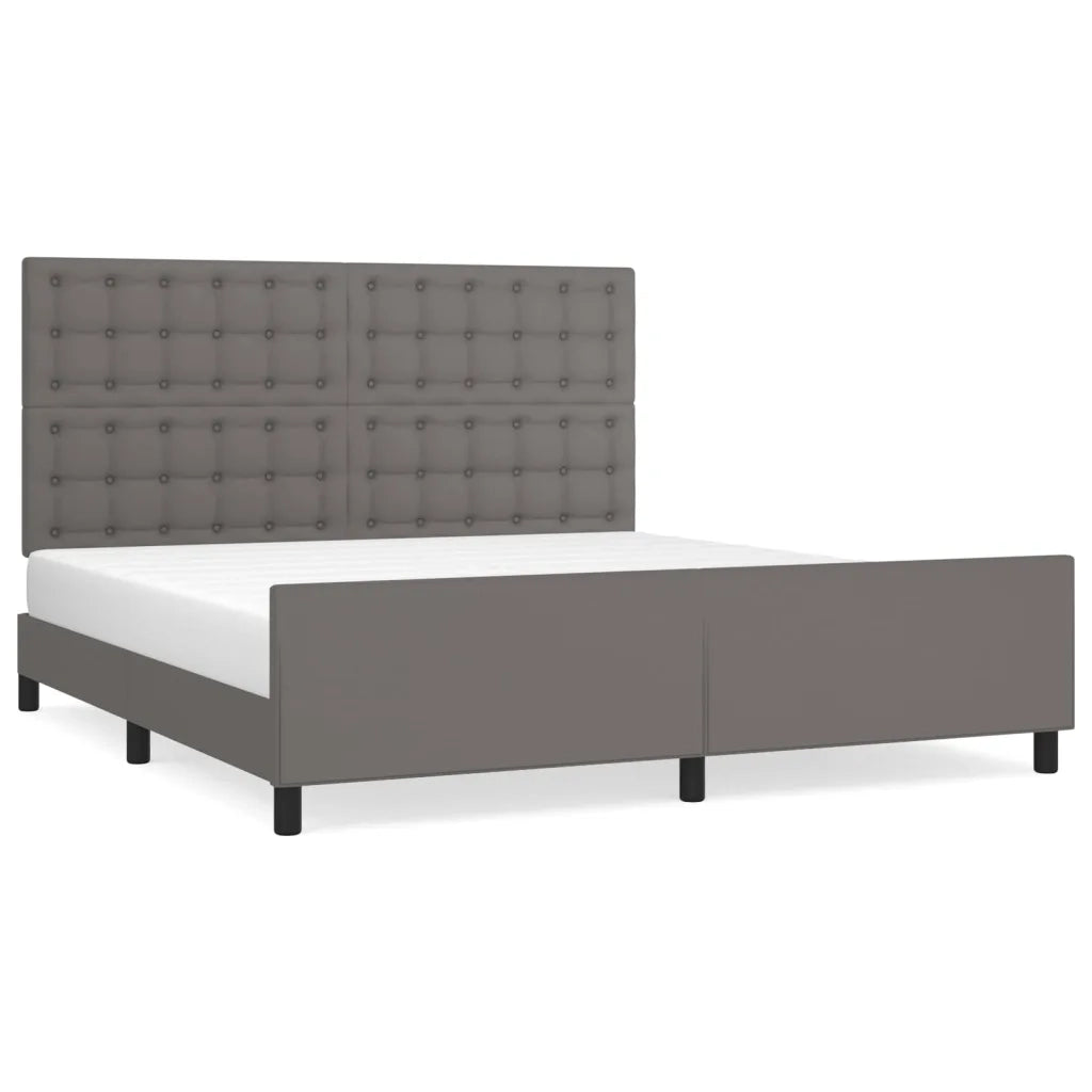 Giroletto con Testiera-Struttura Letto con testiera Grigio 180x200 cm in Similpelle 907530