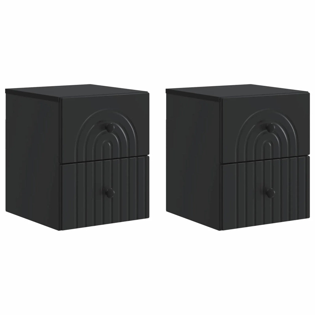Mobiletto da notte a muro 2 pcs Nero 33 x 34,5 x 40 cm