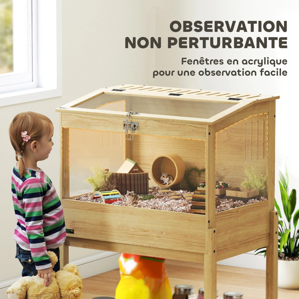 Casetta per criceti in legno con ripiano e coperchio ¨C zephmum ¨C 83x50x103 cm