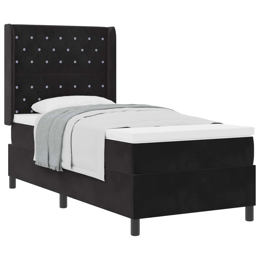 Letto a molle con materasso Nero 90 x 190 cm Velluto 3341932