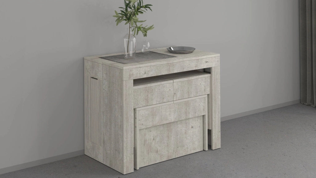 Panca Quedan, Set di 2 sedute per tavolo da pranzo, Panche allungabili, 290x25h45 cm, Cemento