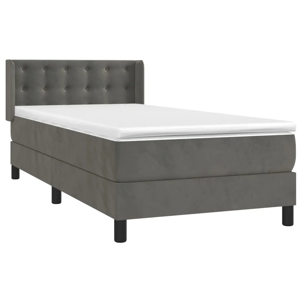 Giroletto a Molle con Materasso-Struttura Letto Grigio Scuro 90x190 cm Velluto 333885