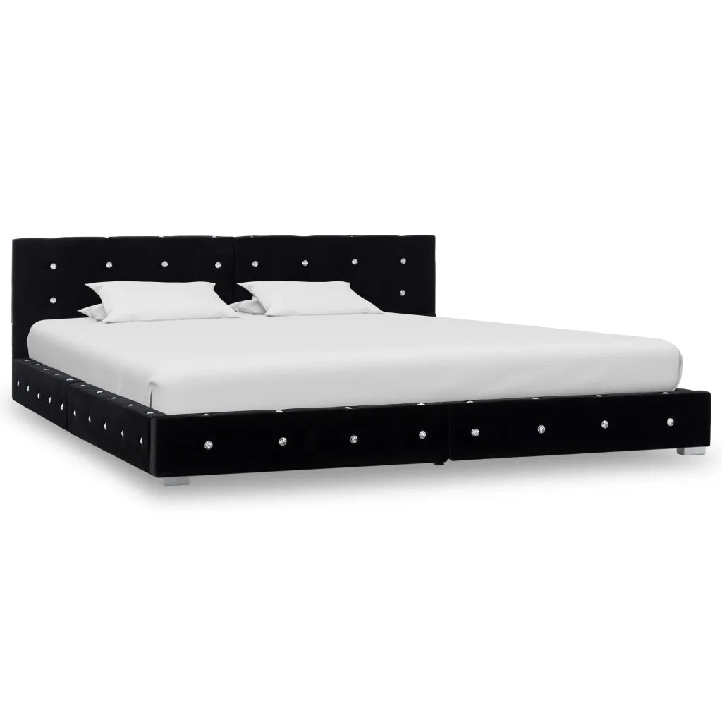 Letto con Materasso Nero in Velluto 180x200 cm 278151