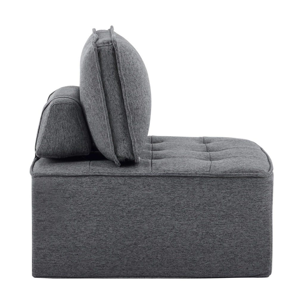 Divano modulare compatto per piccoli spazi con comfort morbido e facile da spostare in legno multistrato grigio scuro