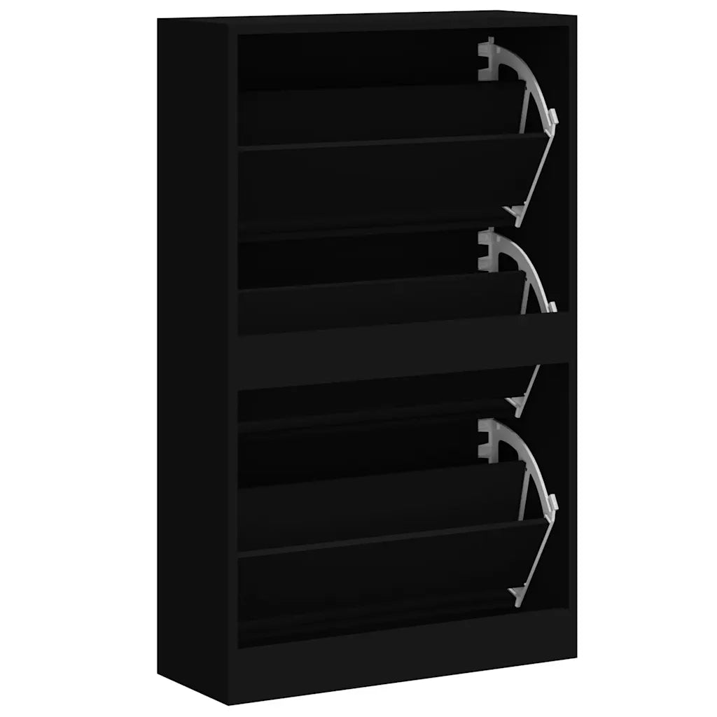 Scarpiera Nera 63x24x103 cm in Legno Multistrato 342552