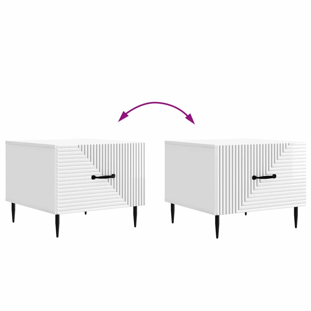 Tavolino da salotto con cassetto Bianco Lucido 49 x 50 x 40 cm