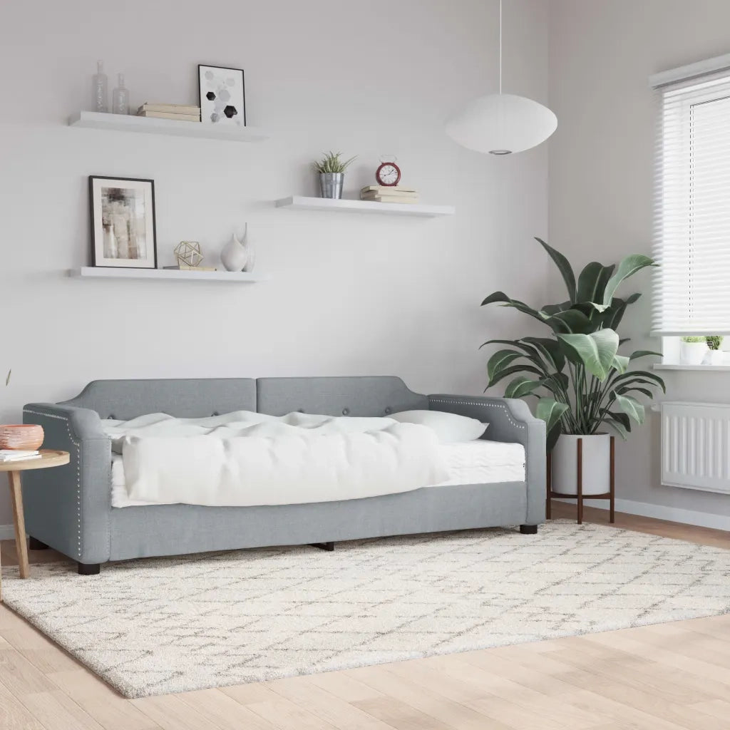 Divano letto | Sof¨¤ letto | Letto singolo con Materasso Grigio Chiaro 80x200 cm in Tessuto