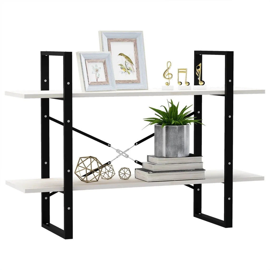 Libreria a 2 Ripiani Bianca 100x30x70 cm in Massello di Pino 806473