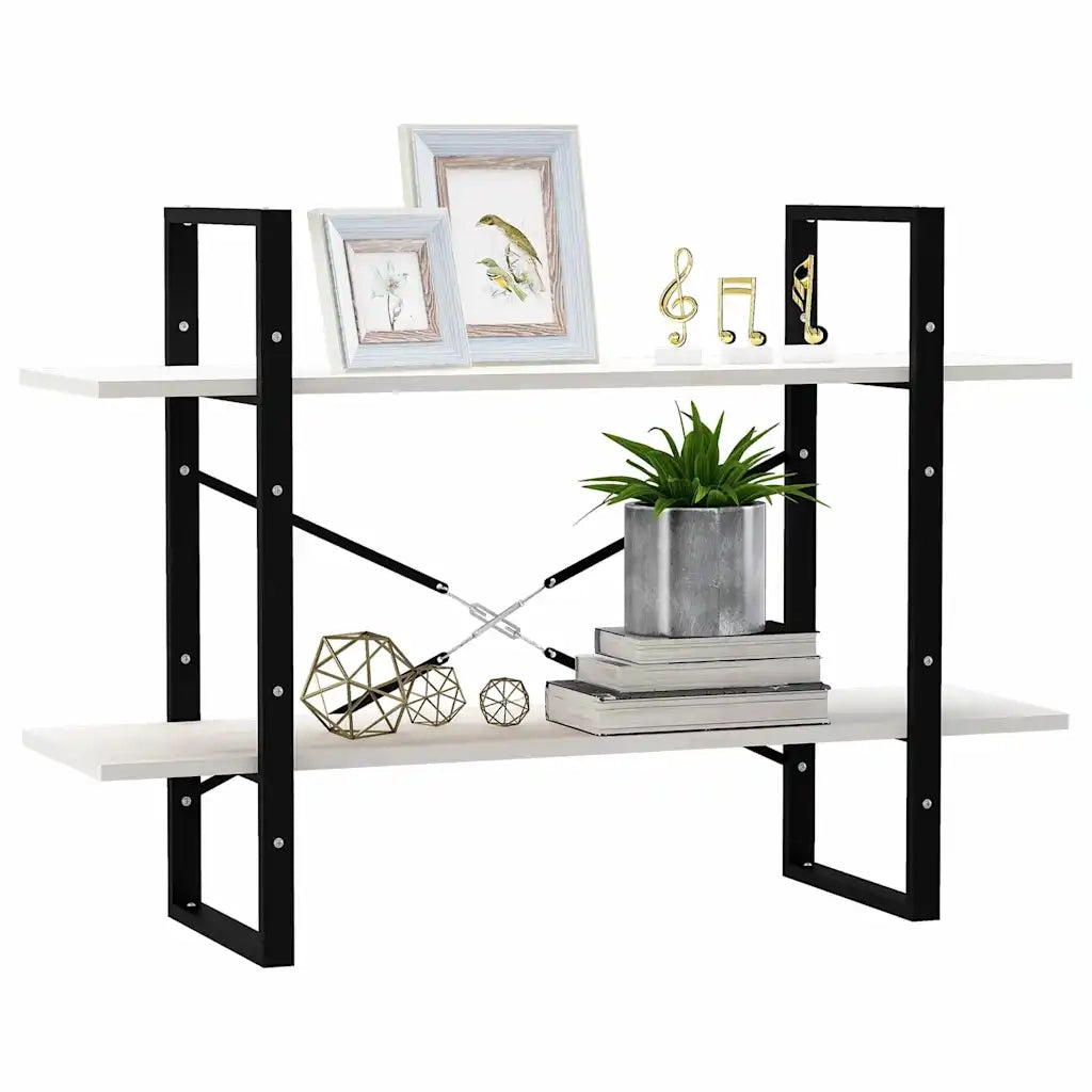 Libreria a 2 Ripiani Bianca 100x30x70 cm in Massello di Pino 806473