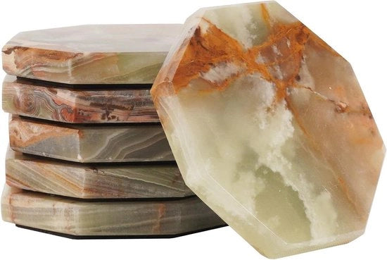 Sostegni in marmo artigianali - stile e funzionalità - 6 pezzi - verde - onice - 8,9 cm