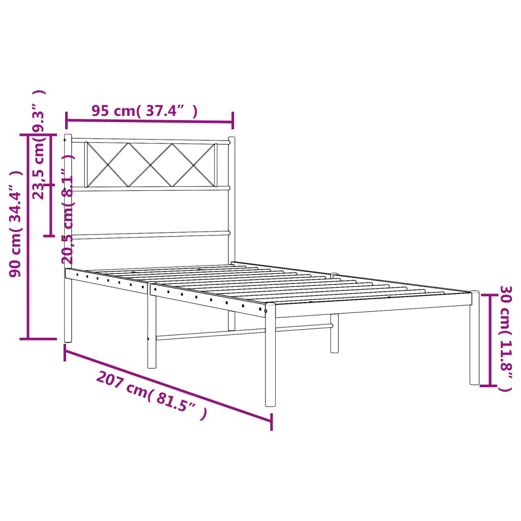 Giroletto con Testiera Metallo Bianco 90x200 cm 372319