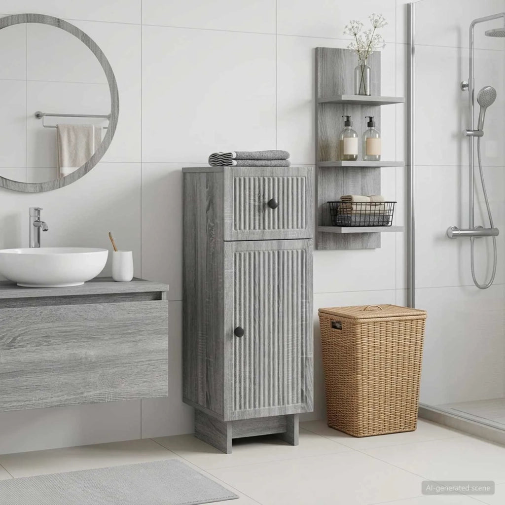 Mobiletto da Bagno EDE Sonoma grigio 30 x 31 x 80 cm 895951