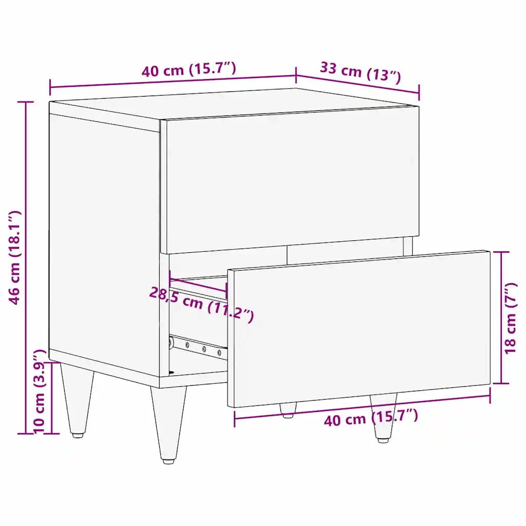 vidaXL Comodini con cassetto 40 x 33.5 x 46 cm