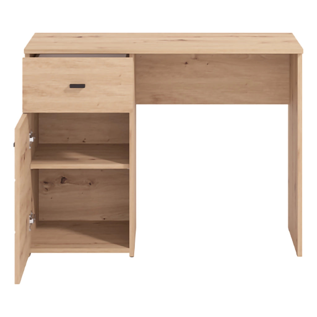 Cocham, Scrivania un Cassetto, 98x45x74h cm Marrone Rovere Nodi