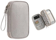 Organizzatore elettronico, borsa impermeabile per organizzare cavi e accessori, borsa universale a doppia tasca - Grigio, Grande