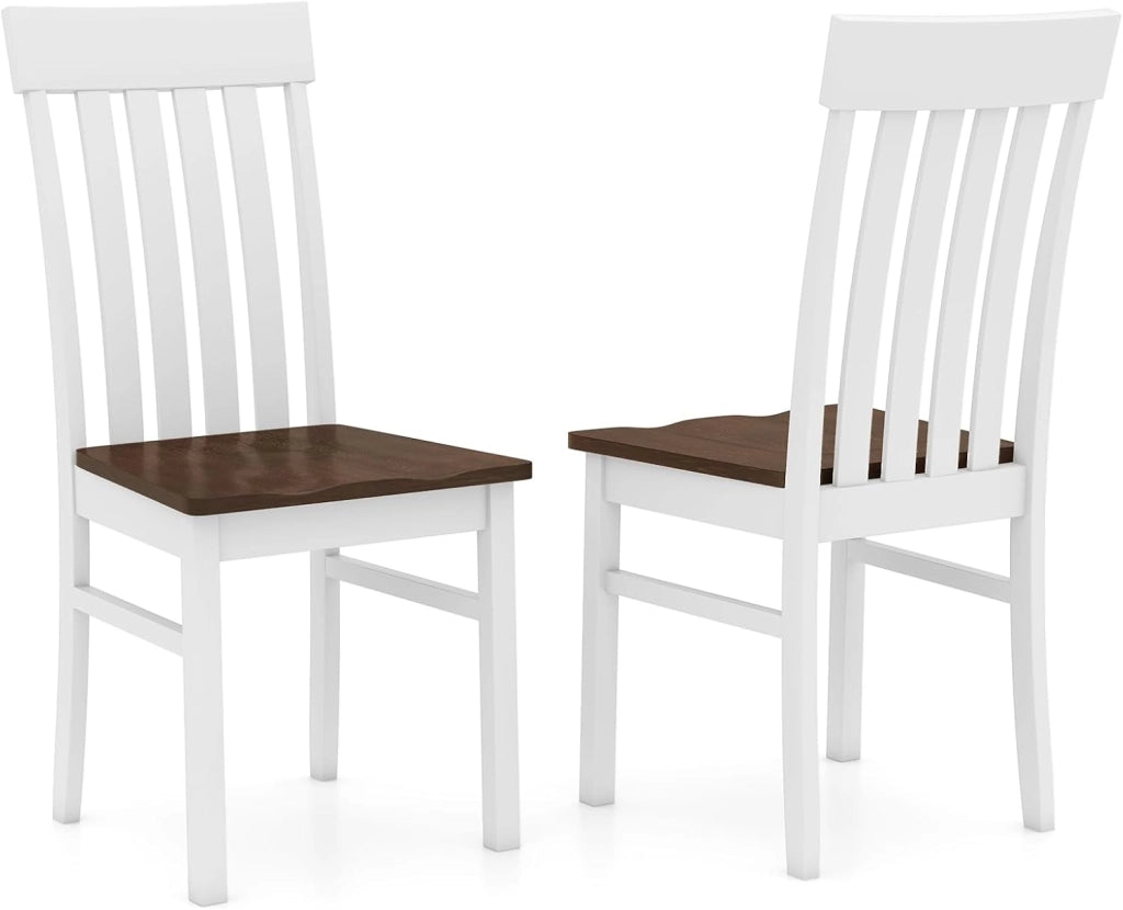 Set di 2 sedie da sala da pranzo, sedie da cucina con schienale cavo e seduta profilata in legno di gomma, sedie supplementari in stile rustico per soggiorno e ristorante (noce)