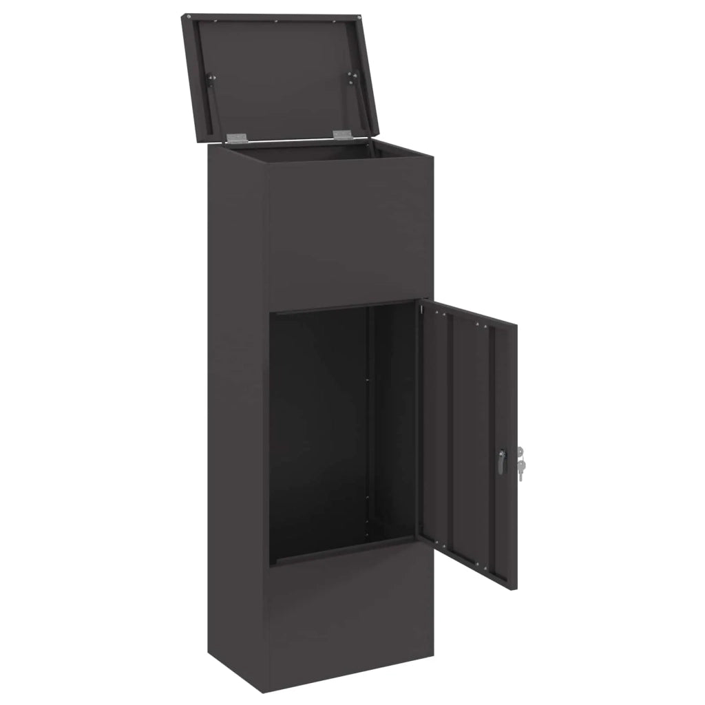 Cassetta per pacchi con porta Nero 44,5 x 29 x 110,5 cm Acciaio 874926